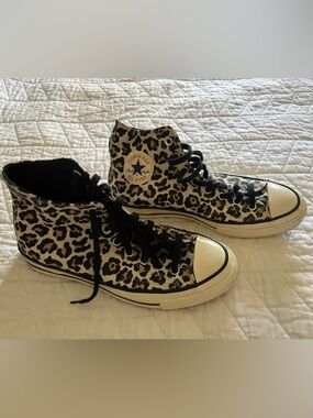 Converse High Top Leopard Print Sneakers - Black & Cream